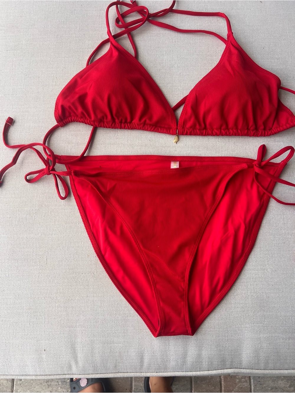 Bliss Red Ribbed Bandeau Bikini Set - Women Intimates & Sleepwear